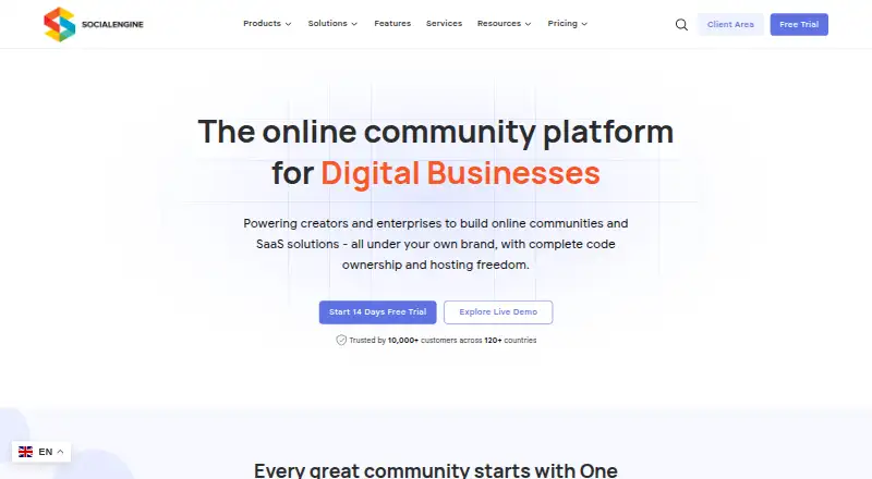 The SocialEngine homepage