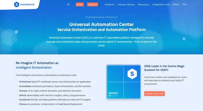 The Stonebranch Universal Automation Center homepage
