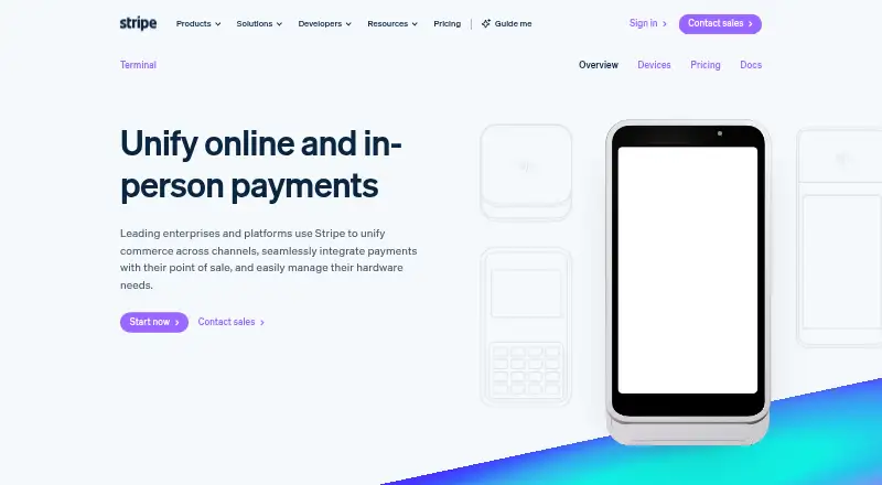 The Stripe Terminal homepage