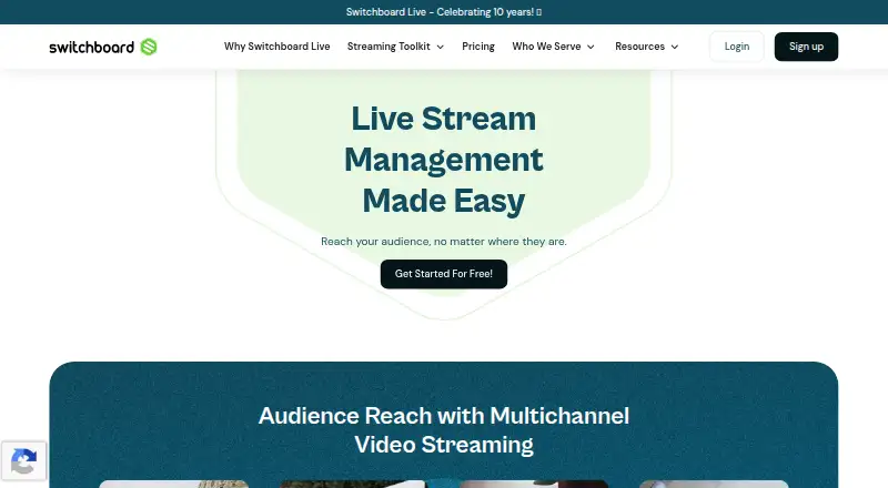 The Switchboard Live homepage