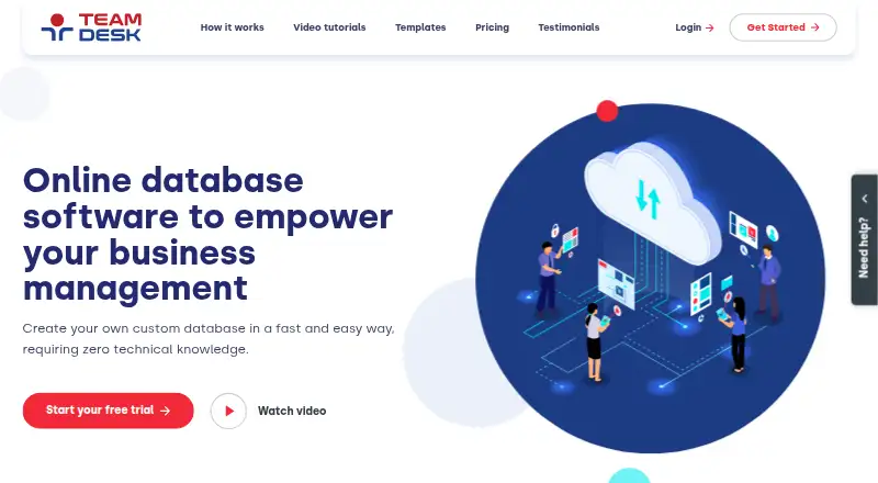 The TeamDesk homepage