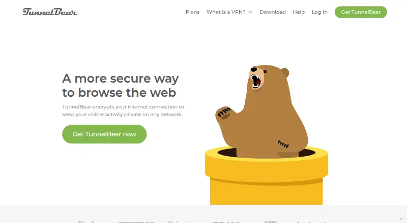 The TunnelBear homepage