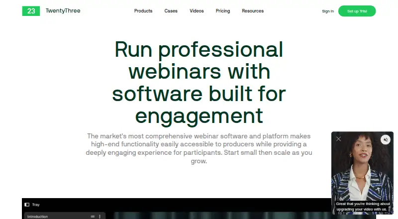 The TwentyThree Webinars homepage