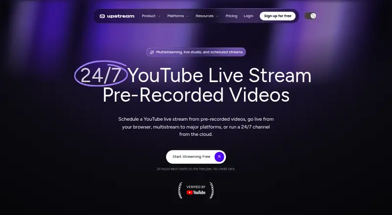 The Upstream homepage