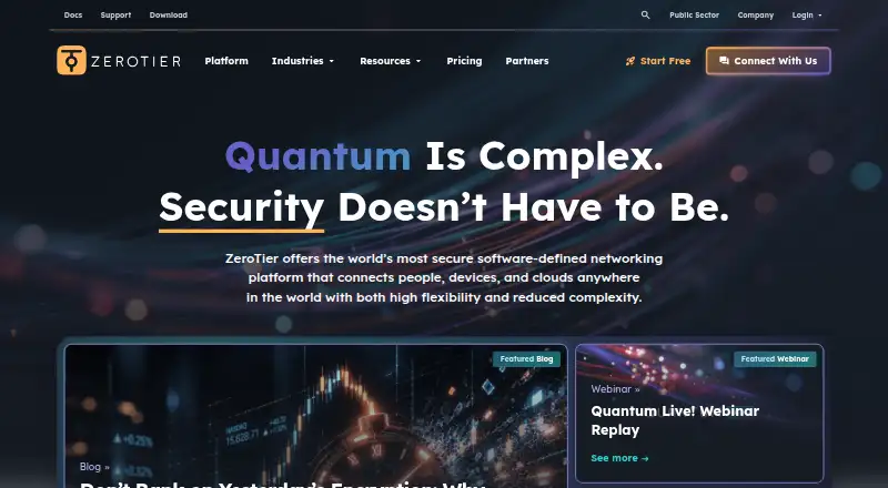 The ZeroTier homepage